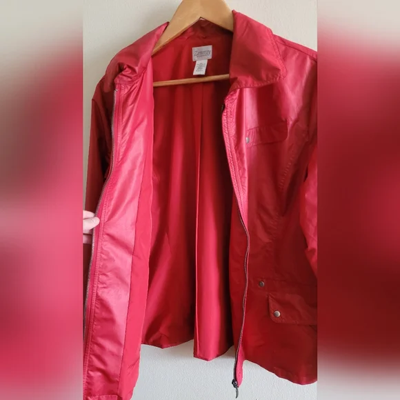 Chico's Zenergy Windbreaker Light Jacket Packable Hood, Women's XL, Cherry Red - Picture 3 of 13